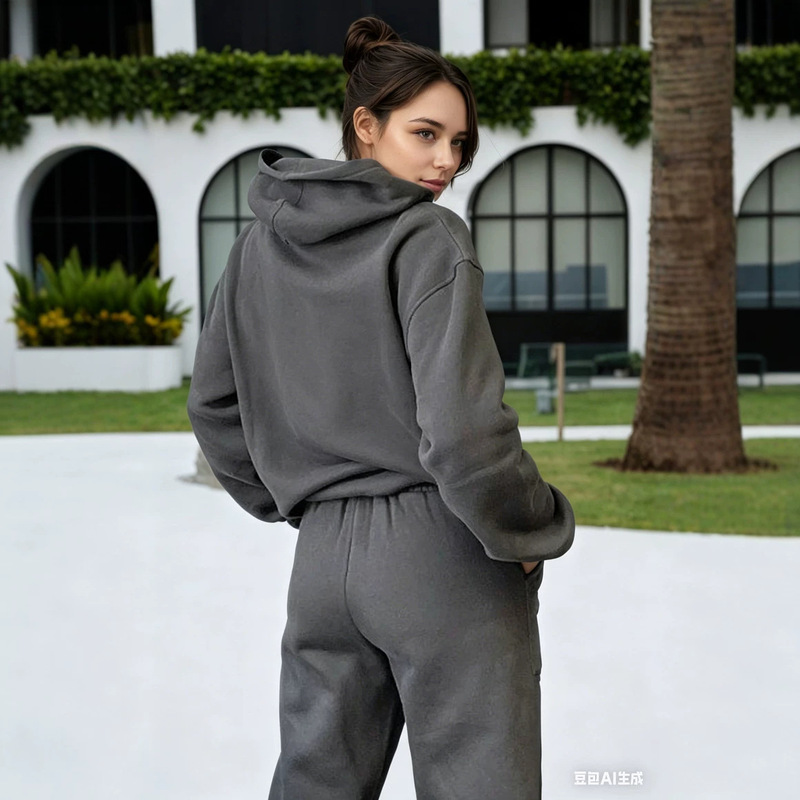 European and American cross-border spring, autumn, and winter new sweatshirt set, fashionable sports logo long-sleeve pullover hooded sweatshirt two-piece set European and American cross-border spring, autumn, and winter new sweatshirt set, fashionable sports logo long-sleeve pullover hooded sweatshirt two-piece set