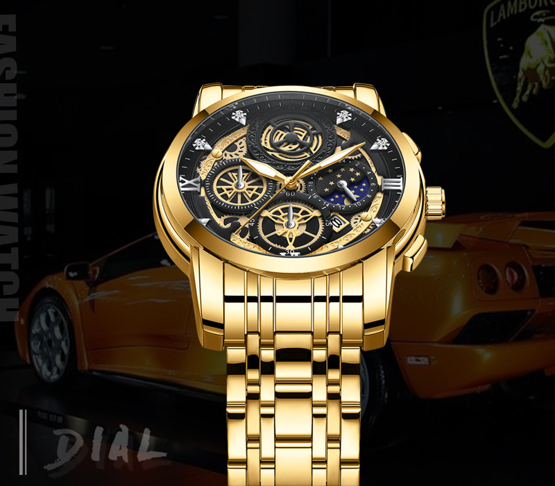 Jahr Sonne Mond Stern Herrenuhr Hohlkalender Tourbillon Quarz wasserdichte Uhr Herrenuhr_voghion.com