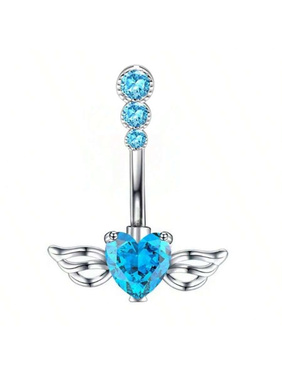 Cross-border Belly Button Ring Angel Wings LOVE Letters CZ Zircon Belly Ring Piercing Jewelry Plating Copper detail image 8