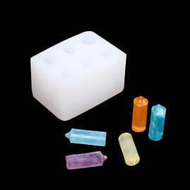 diy6连蜡烛生日蛋糕小蜡烛硅胶模具 车载香薰石膏摆件硅胶模具