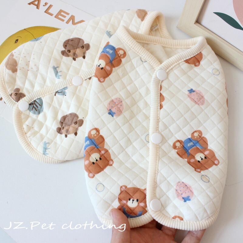 Pet Cat and Dog Clothes Spring, Autumn and Winter Teddy Bichon Small Size Dogs Baby Cotton Warm Cardigan Bottoming Vest Pet Cat and Dog Clothes Spring, Autumn and Winter Teddy Bichon Small Size Dogs Baby Cotton Warm Cardigan Bottoming Vest