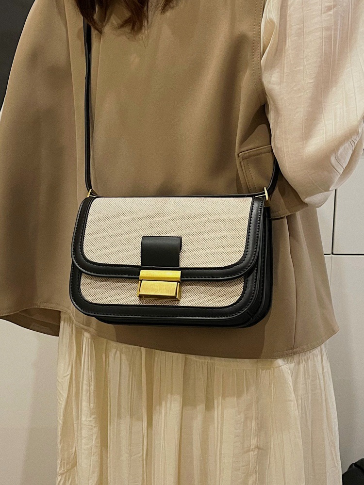 Nicho de diseño de lino empalmado bolso para mujeres 2025 nueva moda moda bolso pequeño de moda bolso casual simple mochila image 3