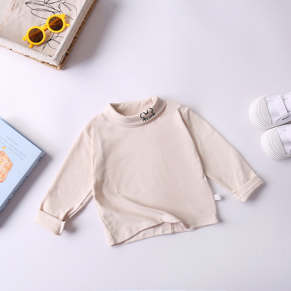Camiseta interior personalizada para niños, top para niños, ropa interior para niñas, camiseta de manga larga para otoño e invierno, camiseta de cuello alto, cuello medio alto.