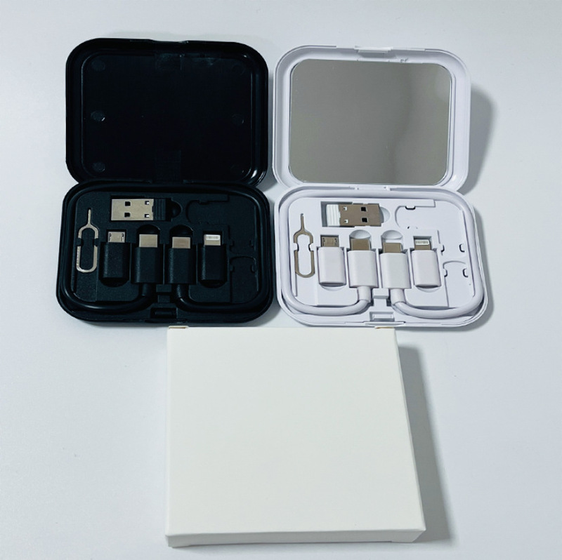 正方形の多機能データケーブル収納ボックス 60W 高速充電ケーブルアダプター収納 6-in-1 携帯電話ホルダー充電ケーブル|undefined