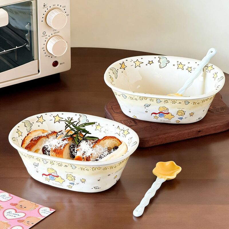 Star Prince Bathtub Bowl Cute Household Soup Bowl Cartoon Star Ceramic Bowl Salad Bowl Noodle Bowl High-Value Tableware