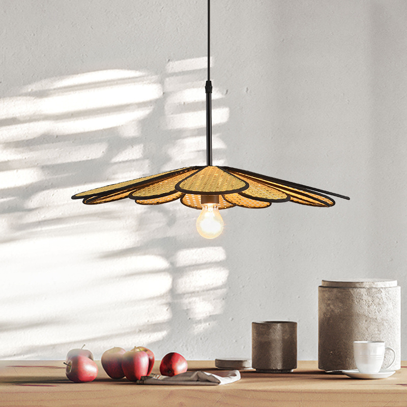 Chino Zen ratán lámparas B & B restaurante tranquilo estilo simple diseñador creativo personalidad ratán araña decorativa