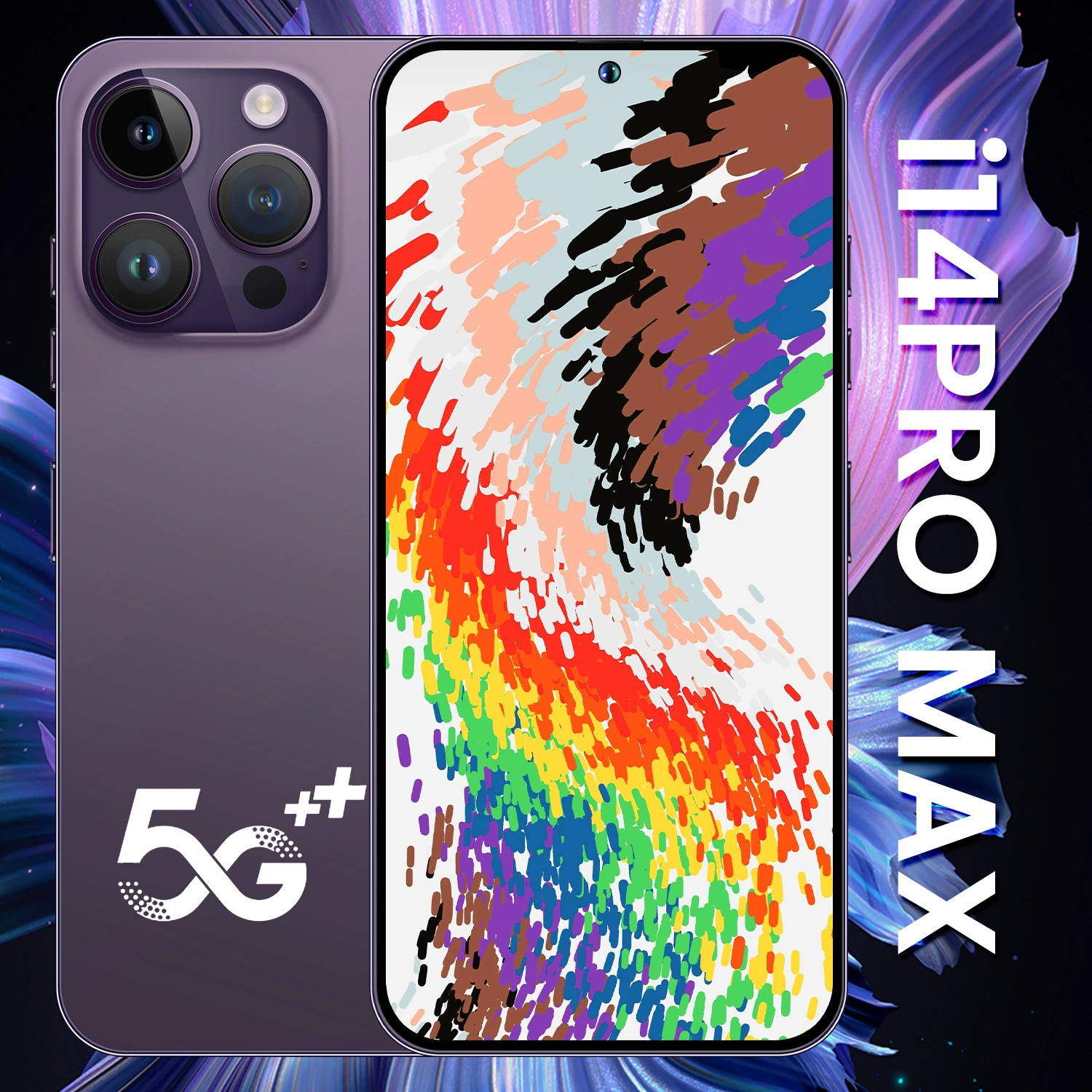 Мобильный телефон i14 PRO MAX, реальное перфорированное стекло, 4G, глобальная версия, 3+64 ГБ, 7.3-дюймовый большой экран, Android 10, заводская сборка