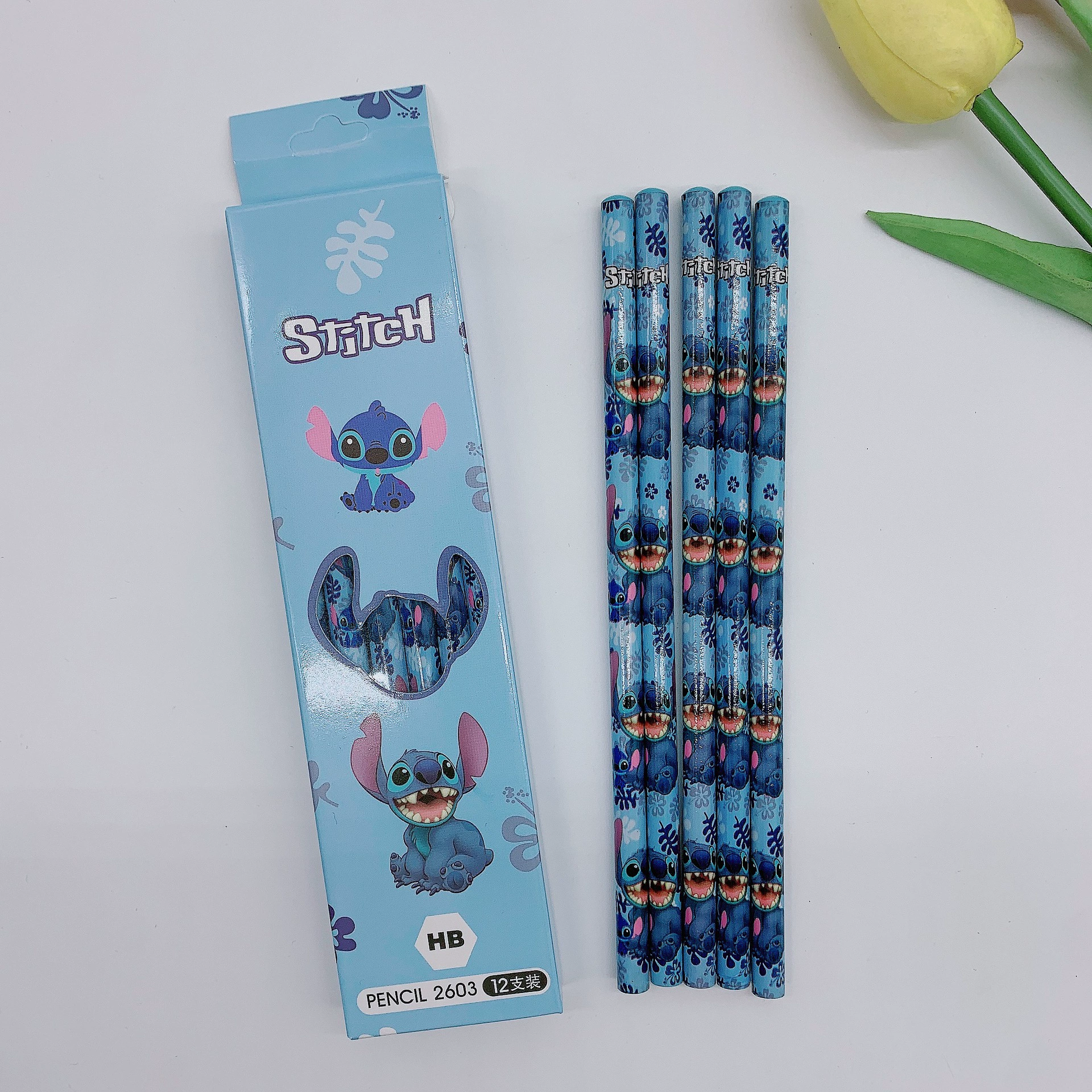 Cartoon Pencil Set 12 pcs Model 2603, HB leads, 17.3 cm — Birthday Gift
