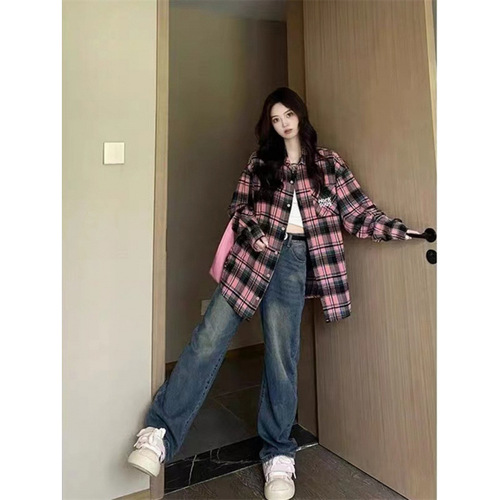 American Retro Sweet Cool Polka Dot Long Sleeve Shirt for Women Autumn Design Sense Minority Loose Shirt Outerwear