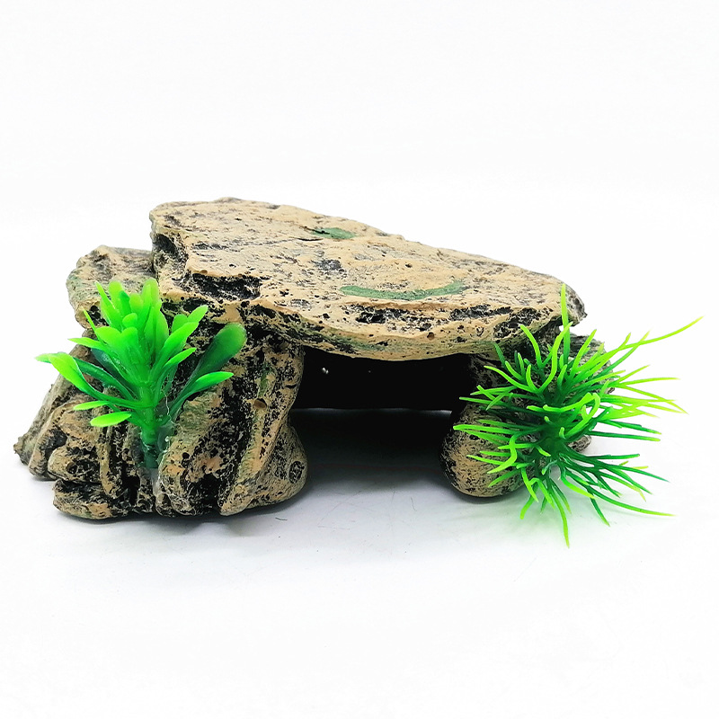 Crawler Fish Tank acuario paisaje decoración resina artesanía simulación secado tortuga tabla agujero coral Buda estatua cactus