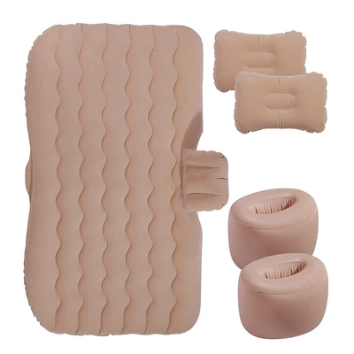Vehicle-mounted inflatable bed, Car Inflatable Bed Car Mattress - flocking-wavy-double-pier-beige