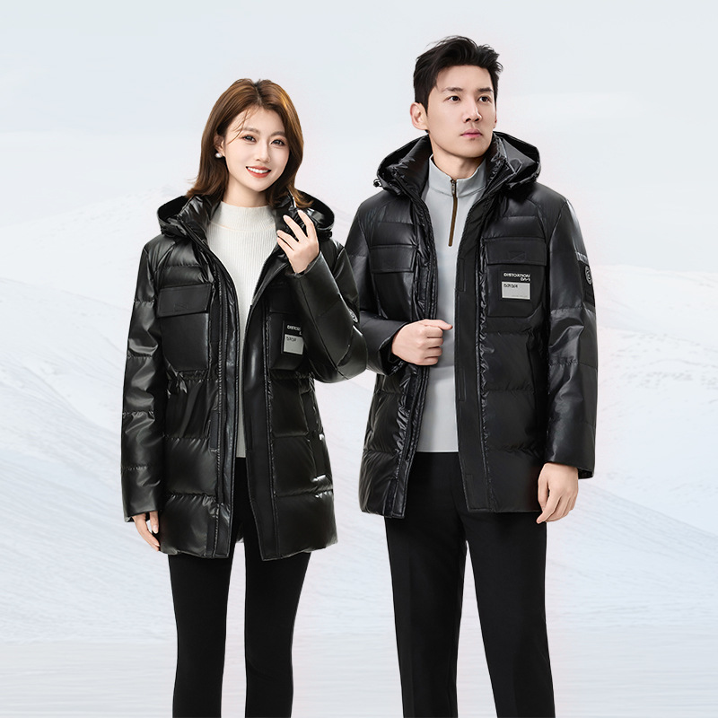 New national standard 90% high-fill white duck down, glossy, fashionable, casual, wrinkle-free, wash-free down jacket, couple's down jacket.