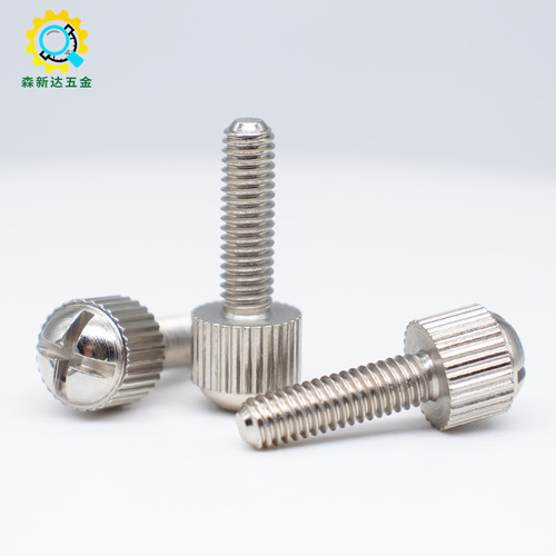 Nickel-plated round head cross-slot adjusting thumb screw with knurled handle, cabinet panel machine case lock nut screw M3M4