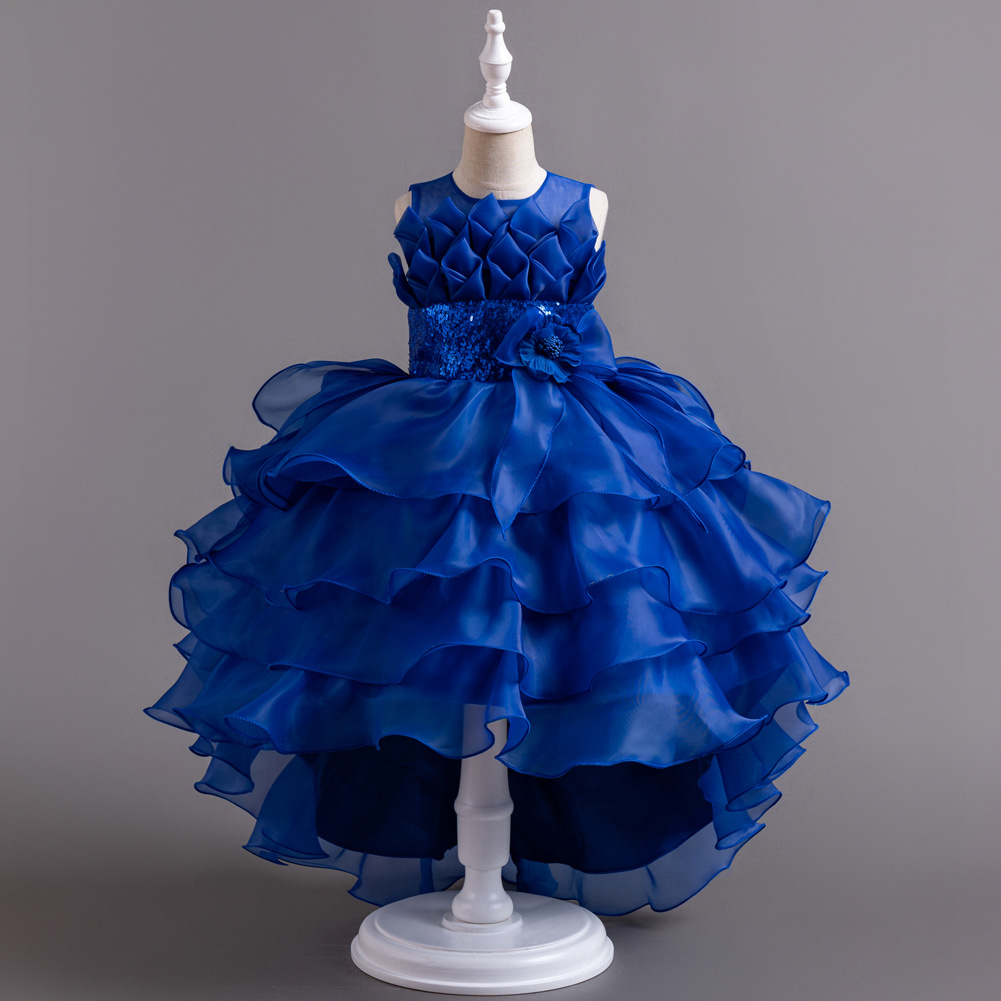 Vestido de princesa esponjoso de malla Falda de encaje de organza de otoño e invierno europea y americana Comercio exterior Suministro de exportación transfronteriza Vestido para niños
