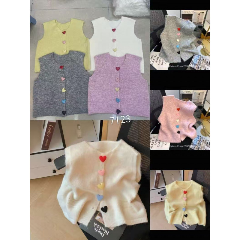 Estación europea de otoño y invierno 2025 nuevo suéter de botón de color amor temperamento de moda dulce envejecimiento chaleco sin mangas hombro de la mujer image 2