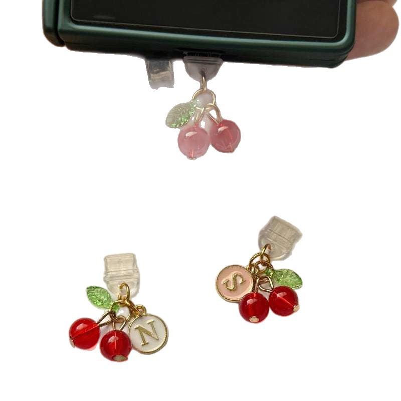 Personalized cherry dustproof plug fruit aesthetic mobile phone pendant usb-c dustproof accessories e-book reader 5