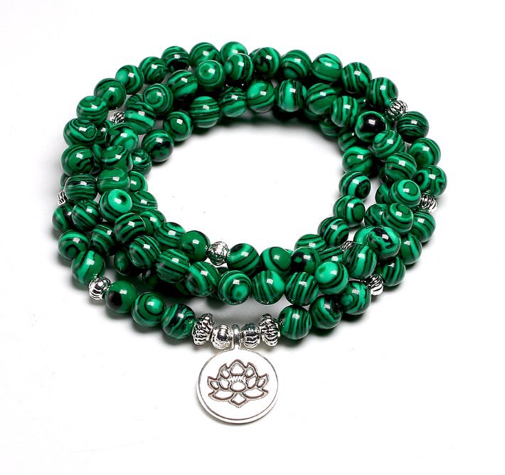 108 8mm lotus malachite yoga bracelet agate beads bracelet Amazon foreign trade supply