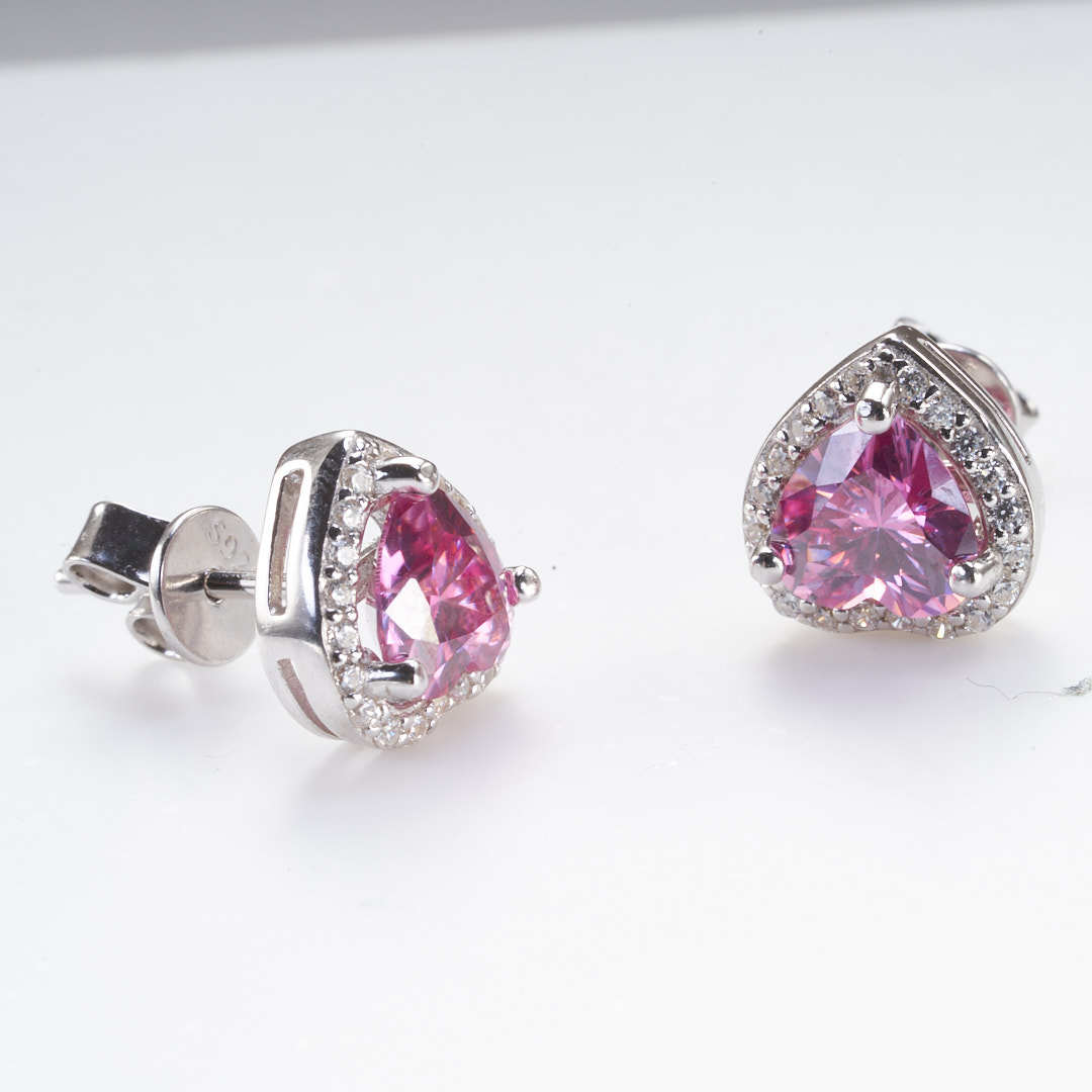 1 quilates rosa moissanita corazón pendientes s925 pendientes de plata bolígrafo de prueba con tarjeta negra certificada GRA