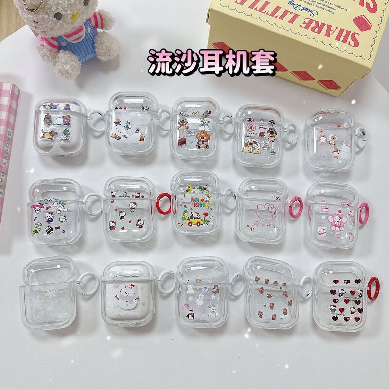 Quicksand cartoon animal headphone set for AirPods1/2 generation fine flash transparent all-inclusive shell new 3 generation Pro2 generation