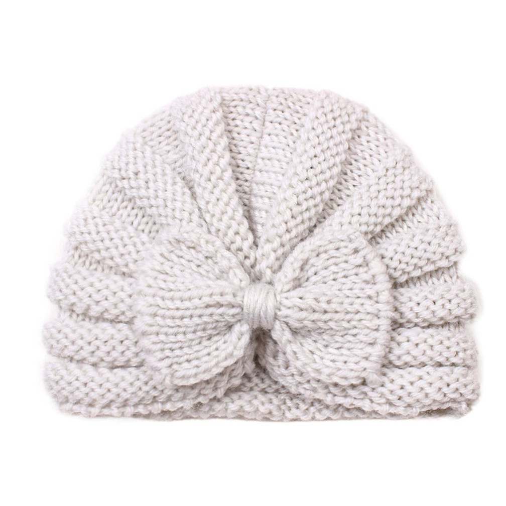 Новая детская шапочка с милым бантиком в европейском и американском стиле, вязаная теплая шерстяная шапка для младенцев.