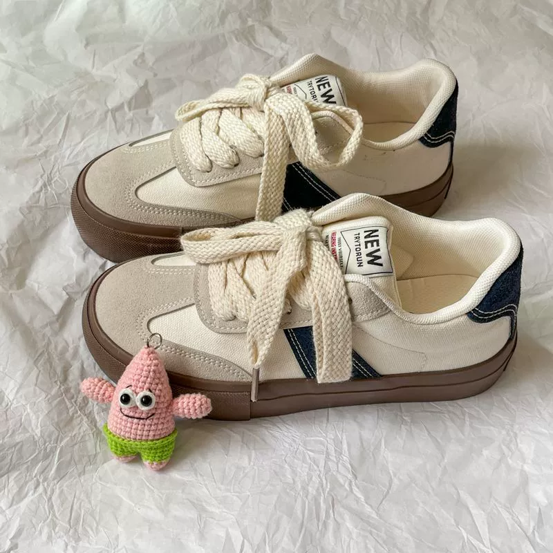 Белые туфли, женская летняя новая летняя обувь 2023 в американском стиле ретро, немецкая тренировочная обувь, универсальная Повседневная парусиновая обувь на платформе