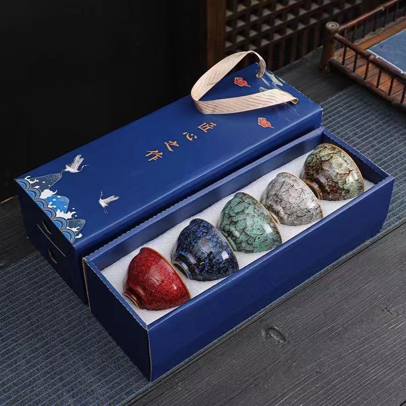 Taza principal de cinco elementos de horno Taza de té de cerámica única Taza de té de cerámica grande Taza de té de kung fu de clase maestra