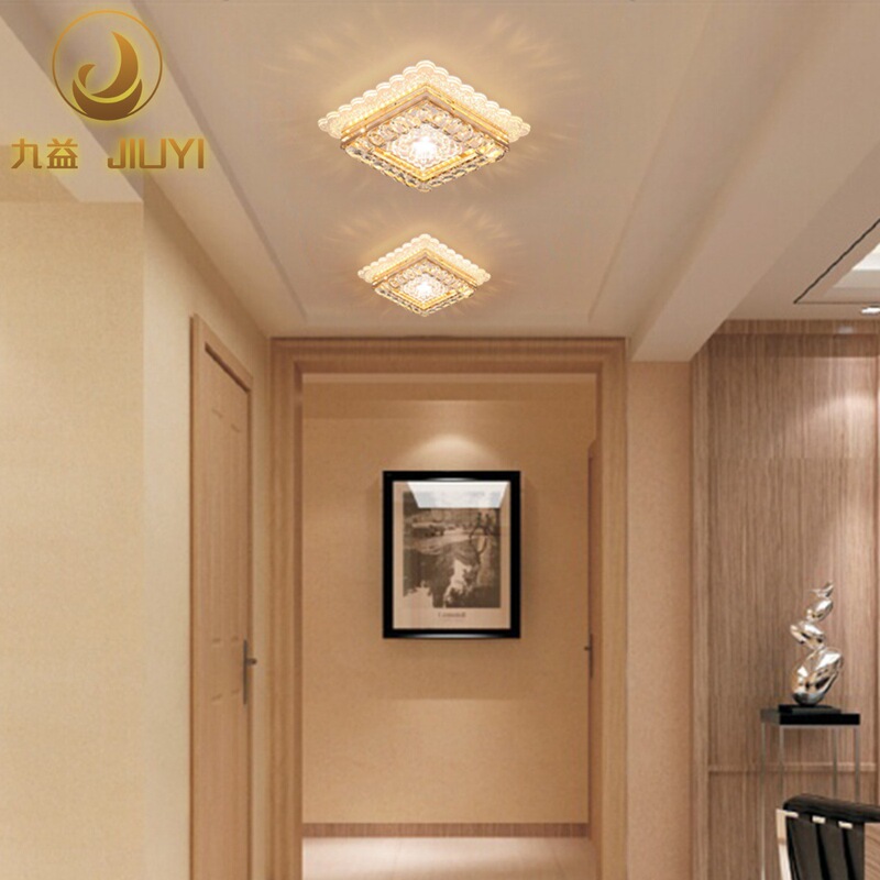 Special offer European-style balcony crystal ceiling lamp LED two-color hallway corridor living room lamp light concealed aisle lighting Special offer European-style balcony crystal ceiling lamp LED two-color hallway corridor living room lamp light concealed aisle lighting