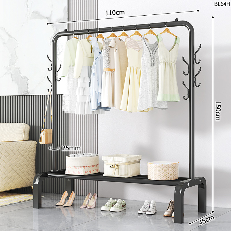 BL64H-25 원형 옷걸이 단극 6 후크 110 검정색