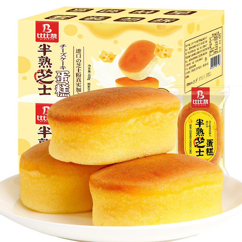 半熟芝士蛋糕点面包整箱比比赞零食小吃休闲食品解饿学生早餐充饥