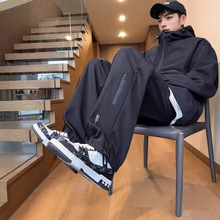 美式复古防水冲锋裤男宽松直筒阔腿休闲裤男工装登山户外冲锋裤男