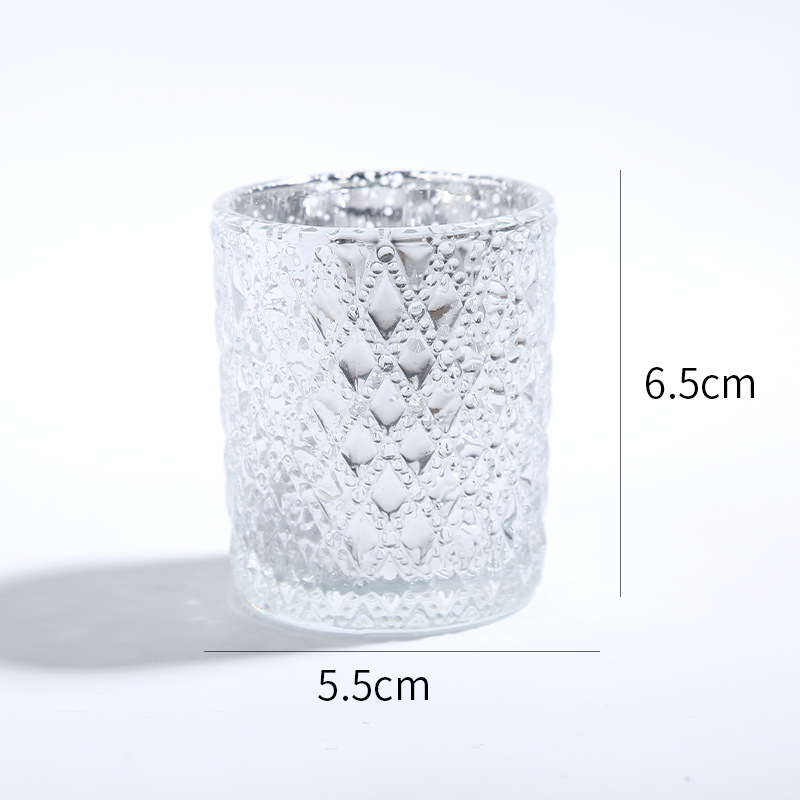 Vaso de vela de vidrio en relieve en el lugar Vaso vacío Vaso de candelabro transparente Vaso de candelabro Vaso de candelabro Vaso de candelabro