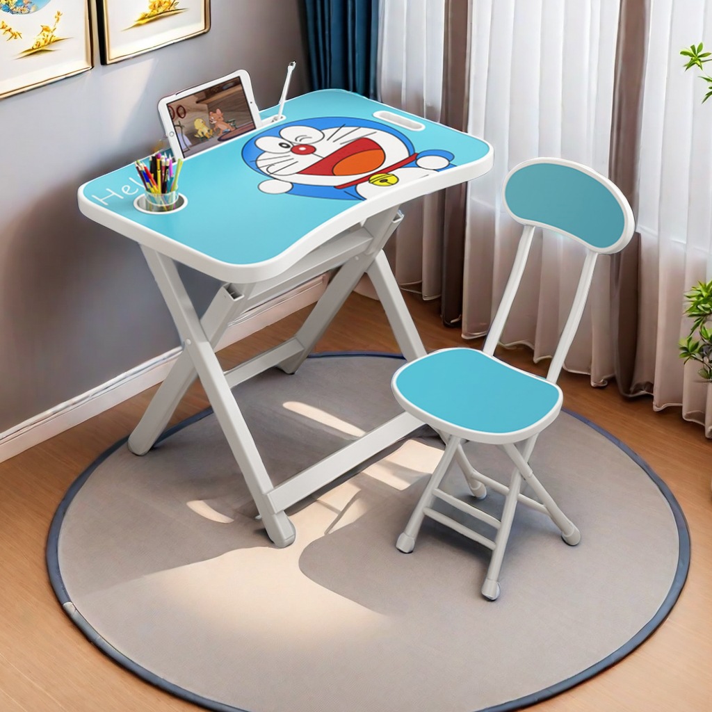 Foldable Children's Study Table and Chair Set for Men and Women Homework Writing Desk Student Desk Chair Desk Folding Table