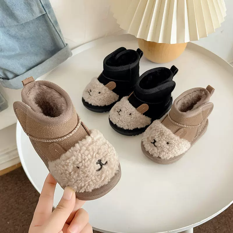 小童学步鞋婴儿幼童鞋加绒男童雪地靴秋冬款宝宝鞋子卡通女童棉鞋