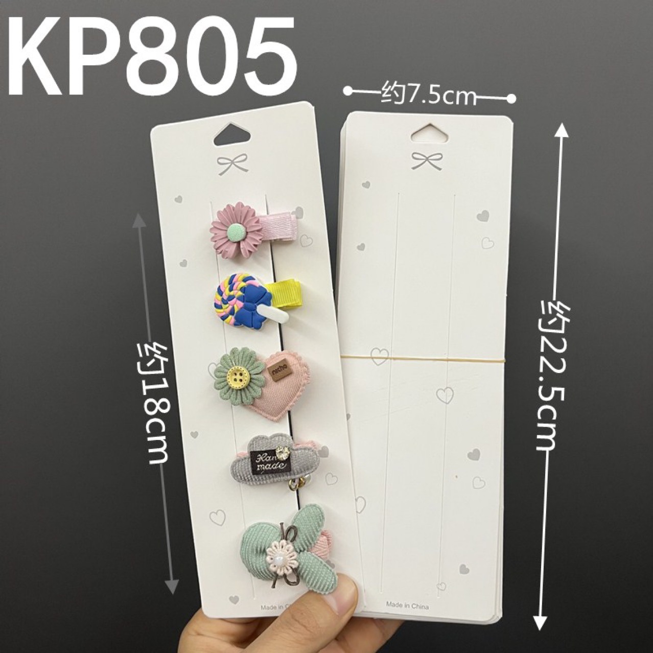 Kp805 bow tie hair clip card tag paper white heart hair pin hair accessory tag packaging card
