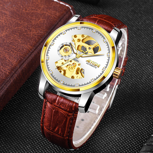 AIYISHI 8109 Swiss fully automatic mechanical tourbillon men's hollow steel strap waterproof watch for men