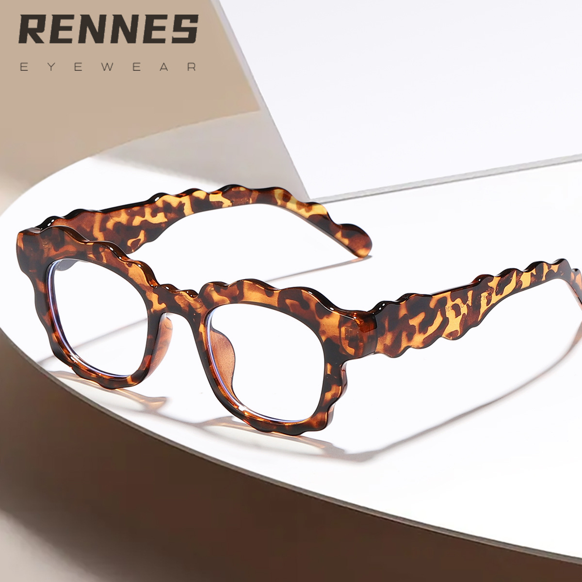 Gafas de borde de onda de flor personalizada de nueva moda transfronteriza cara lisa pequeñas gafas de luz anti-azul cuadradas