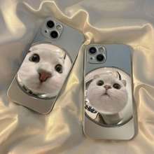 猫眼猫咪适用iphone14promax手机壳苹果13防摔12电镀银xr潮7p情侣