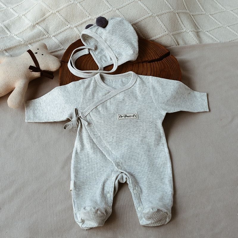 新款2025婴儿连体衣春秋长袖包脚爬服宝宝满月衣服新生儿外出哈衣|undefined