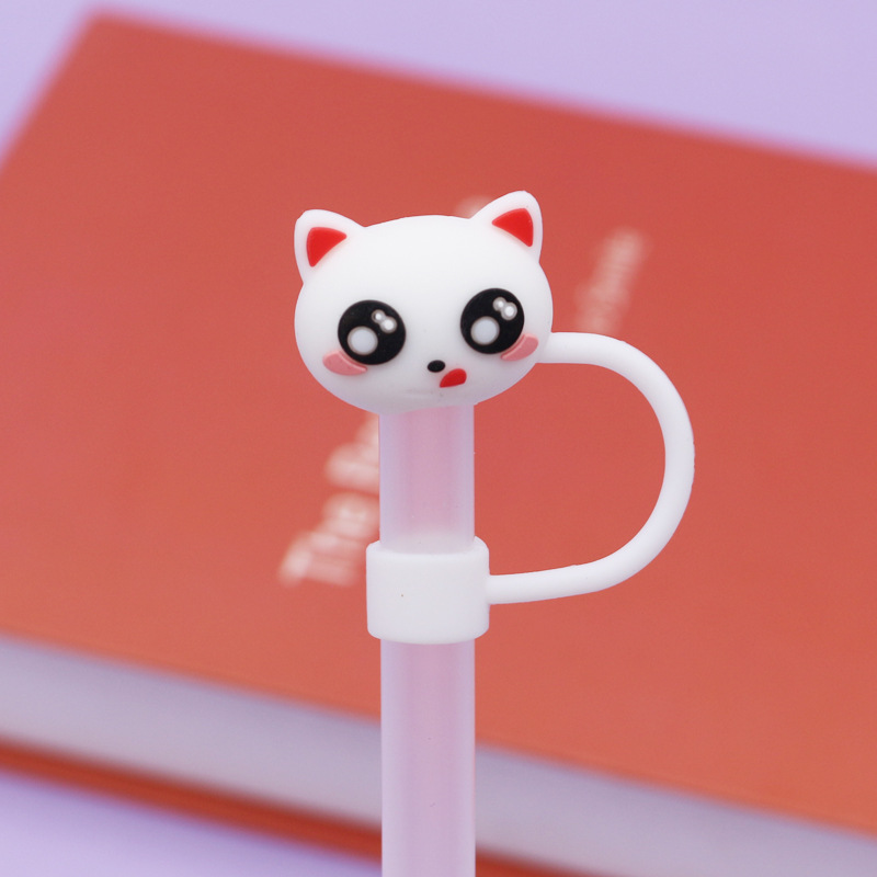 Nueva tapa de pajita de silicona 8-10mm linda muñeca de flores tapa a prueba de polvo se puede reciclar cubierta de pajita transfronteriza