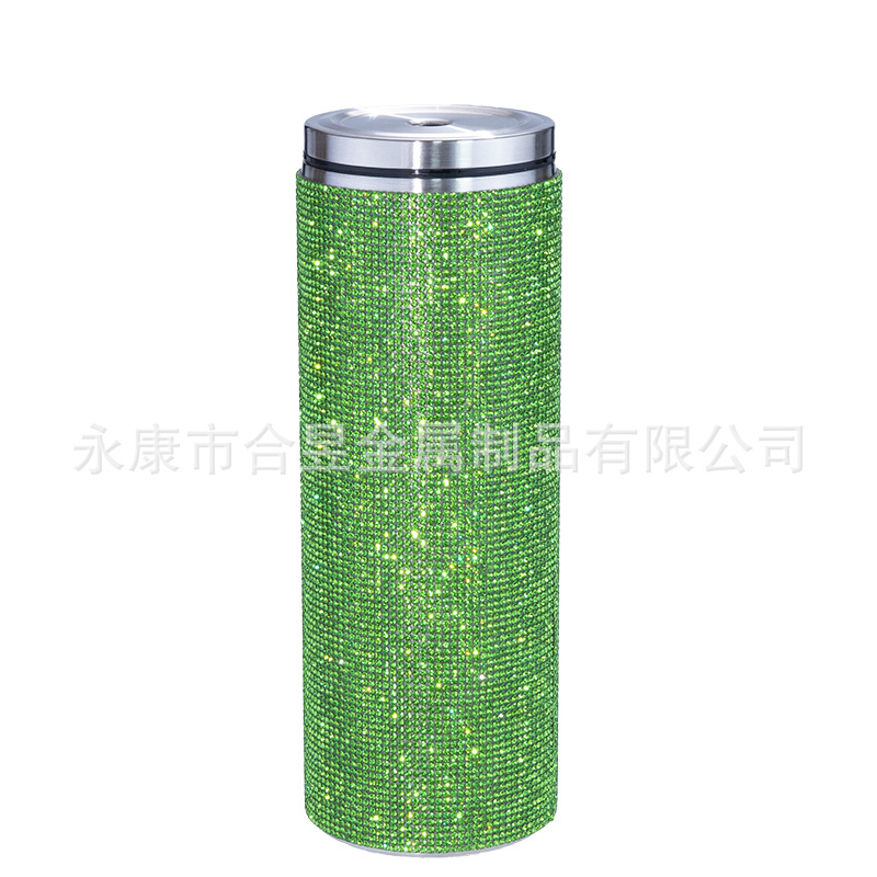 Bling rhinestone taladro 20oz vacío aislado paja de acero inoxidable taza café cuerpo recto adelgazamiento taza
