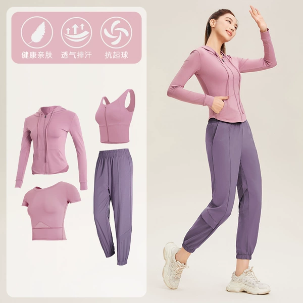 [Short sleeves] Light purple four -piece set TC34436