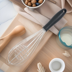 Manual stainless steel rubber handle ball core egg beater milk frother kitchen snack baking household hand mixer