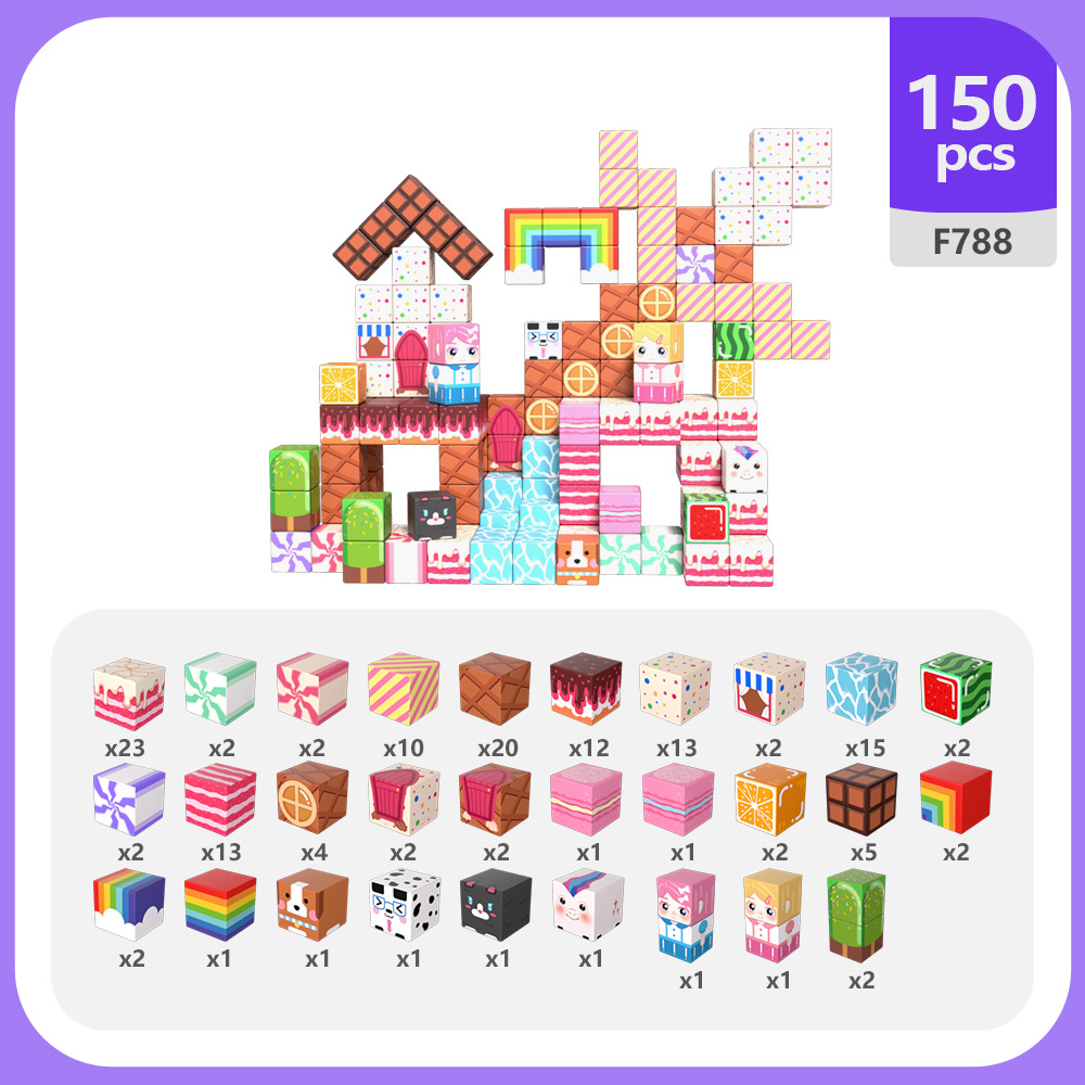 Transfronterizo Amazon Candyland Bloqueo magnético para construir juego de juguetes de rompecabezas para niños