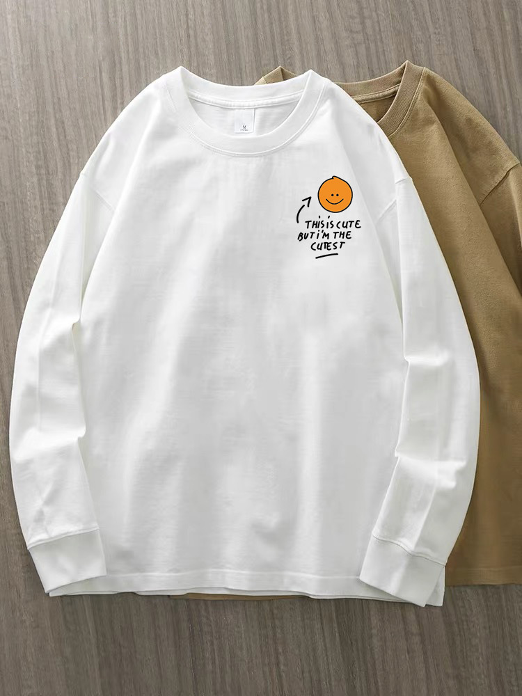 230G pesado algodón blanco camiseta de manga larga mujer 2025 otoño suelta camiseta de base de cuello redondo de mujer camiseta superior