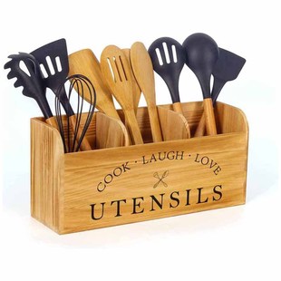 Wooden Kitchen Tableware Cake Cutlery Box Storage Compartment Chopsticks Spoon Storage Storage Box