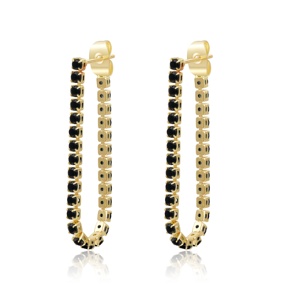 Simple Style U Shape Copper Plating Zircon Earrings 1 Pair