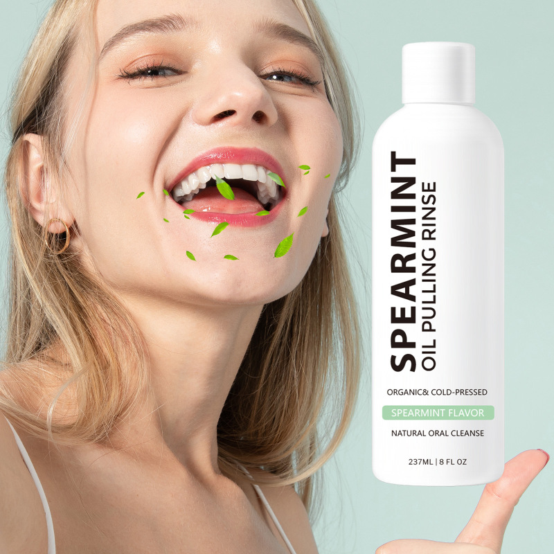 跨境Peppermint oil mouthwash清新口气清洁牙齿护龈薄荷油漱口水|undefined