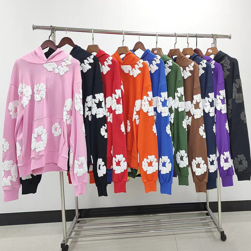 Heavy Weight 450g Kapok Foam Printed Sweatshirt American High Street Denim Tears Hooded