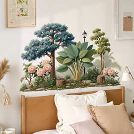 雨林植物花镜背景墙装饰墙贴画客厅沙发墙造景可移除墙贴 69185