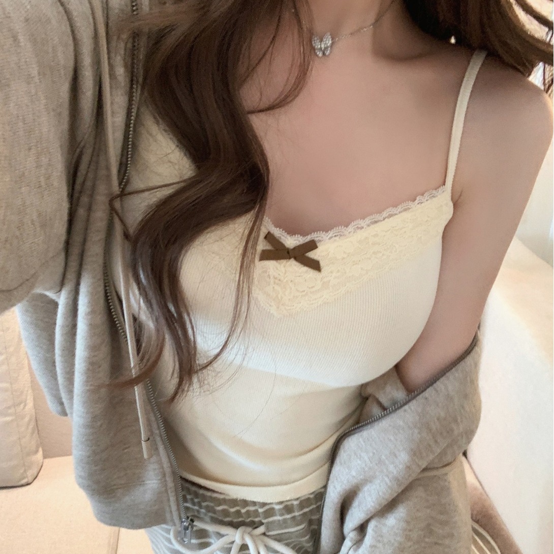 Arco encaje con almohadilla en el pecho camisola ropa interior de las mujeres SLIM-Fit adelgazante gris dulce chica caliente bottoming top